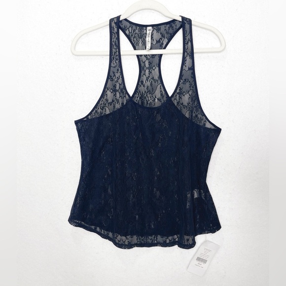 Fabletics Black Sheet Lace Razorback Orchard Tank Top Size XL - Picture 3 of 9
